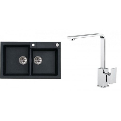 ALVEUS Set ROCK 90 dřez 780x480 mm + baterie RENO, černá ALVEUS Set ROCK 90 dřez 780x480 mm + baterie RENO, černá