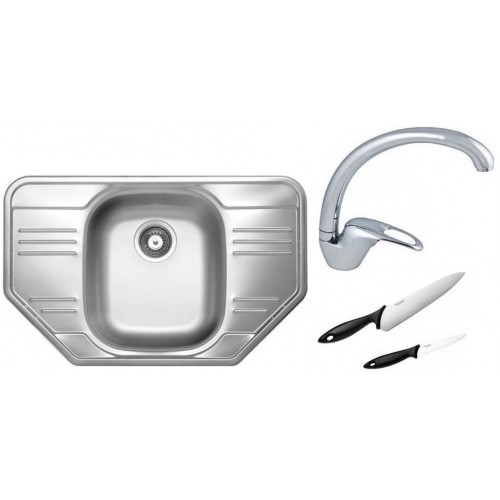 ALVEUS Set dřez ALLUX 30 nerez + baterie Diana chrom + 2 nože zdarma