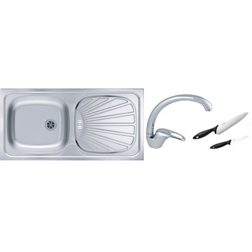 ALVEUS Set dřez Basic 80 nerez + baterie Diana chrom + 2 nože zdarma