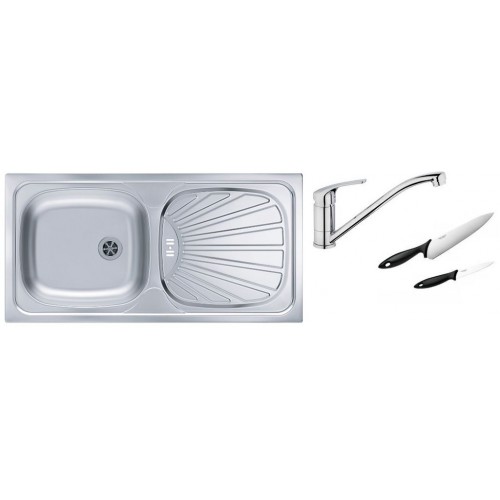 ALVEUS Set dřez Basic 80 sat + baterie Milena chrom + 2 nože ZDARMA