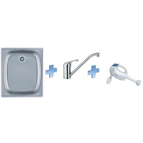 ALVEUS set dřez Basic 10 satin + baterie Milena II + ruční mixér