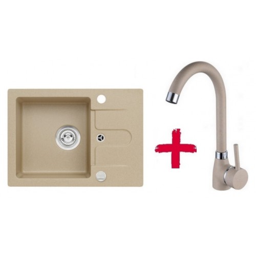 ALVEUS set dřez granitový Cortina 10 béžový + baterie Betty béžová