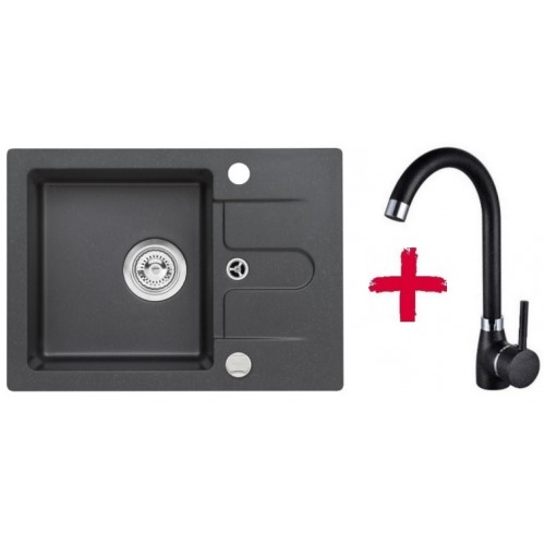 ALVEUS set dřez granitový Cortina 10 černý + baterie Betty černá