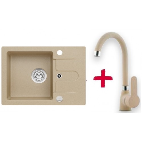 ALVEUS set dřez granitový Cortina 10 béžový + baterie Jessica béžová