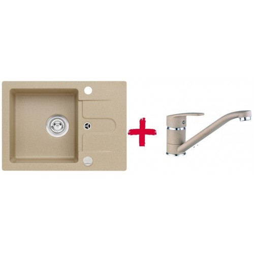 ALVEUS set dřez granitový Cortina 10 béžový + baterie Milena béžová