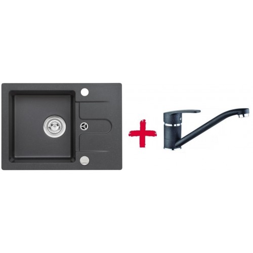 ALVEUS set dřez granitový Cortina 10 černý + baterie Milena černá