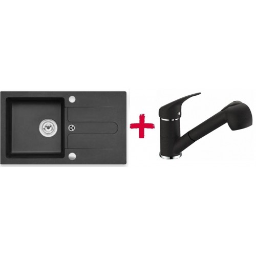 ALVEUS set dřez granitový Cortina 110 černý + baterie Bora Bora černá ALVEUS set dřez granitový Cortina 110 černý + baterie Bora Bora černá