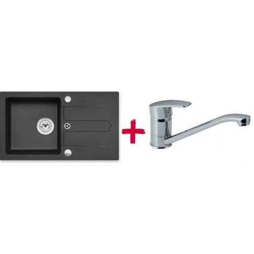 ALVEUS set dřez granitový Cortina 110 černý + baterie Milena SAT