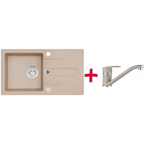 ALVEUS set dřez granitový Cortina 110 béžový + baterie Milena béžová