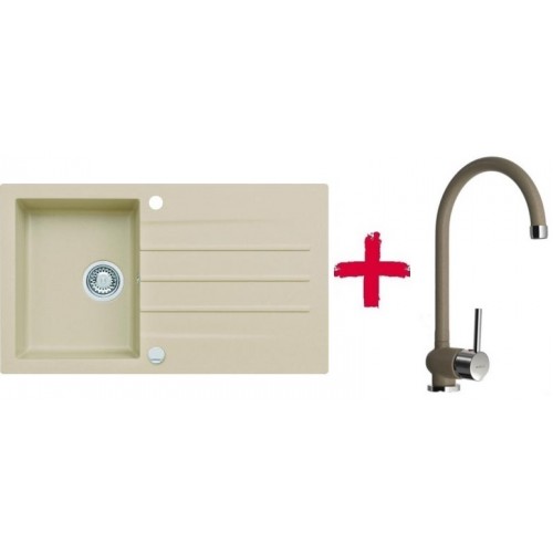 ALVEUS set dřez granitový Cortina 130 béžový + baterie AM80 béžová