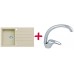 ALVEUS set dřez granitový Cortina 130 béžový + baterie Diana SAT