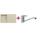 ALVEUS set dřez granitový Cortina 130 béžový + baterie Milena SAT