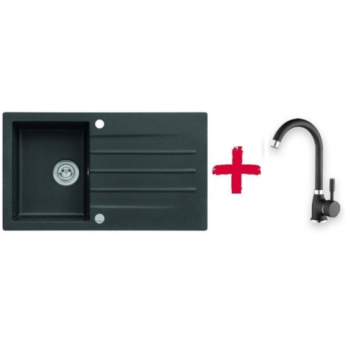 ALVEUS set dřez granitový Cortina 130 černý + baterie Betty černá