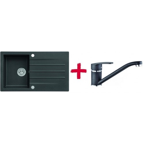 ALVEUS set dřez granitový Cortina 130 černý + baterie Milena černá