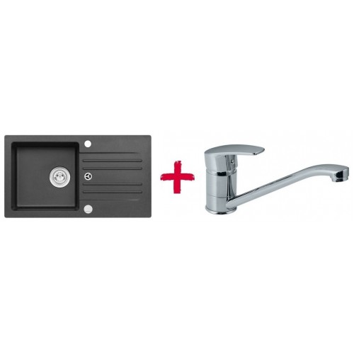 ALVEUS set dřez granitový Cortina 140 černá + baterie Milena SAT