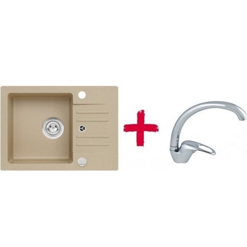 ALVEUS set dřez granitový Cortina 40 béžový + baterie Diana SAT