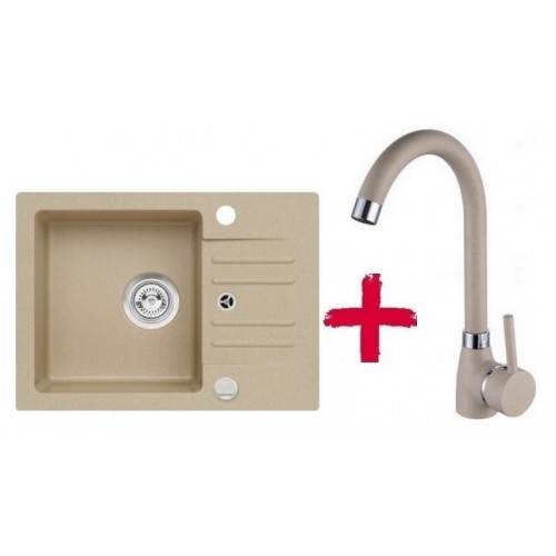 ALVEUS set dřez granitový Cortina 40 béžový + baterie Betty béžová