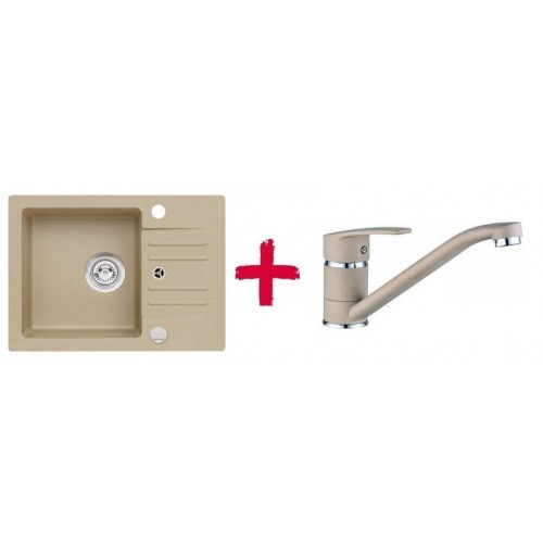 ALVEUS set dřez granitový Cortina 40 béžový + baterie Milena béžová