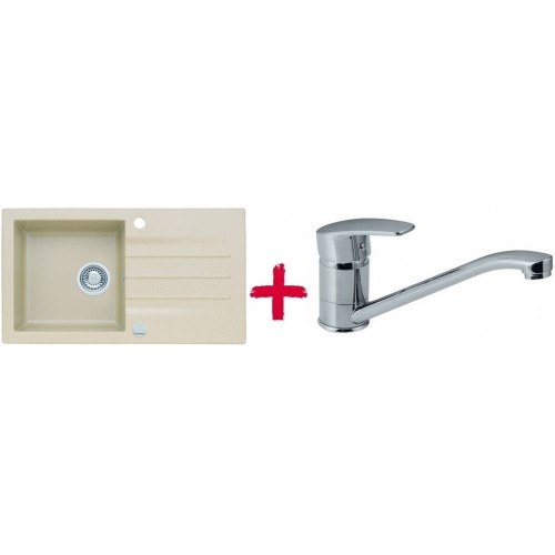 ALVEUS set dřez granitový Cortina 70 béžový + baterie Milena SAT
