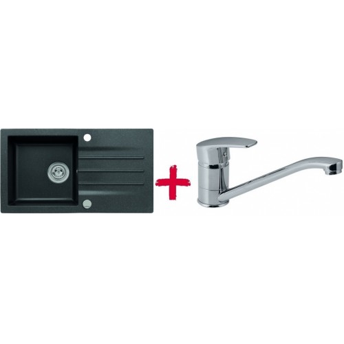 ALVEUS set dřez granitový Cortina 70 černý + baterie Milena SAT