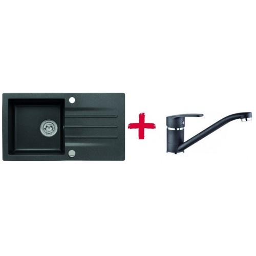 ALVEUS set dřez granitový Cortina 70 černý + baterie Milena černá