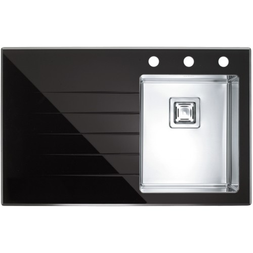 ALVEUS CRYSTALIX 10 kuchyňský dřez, černá/satin, 860 x 540 mm, pravý 1099630