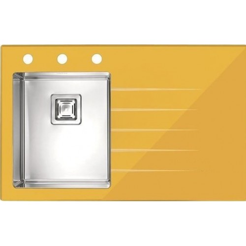 ALVEUS Crystalix 10 kuchyňský dřez nerez/sklo, 860 x 500 mm, žlutá Crystalix10/ZLUTA