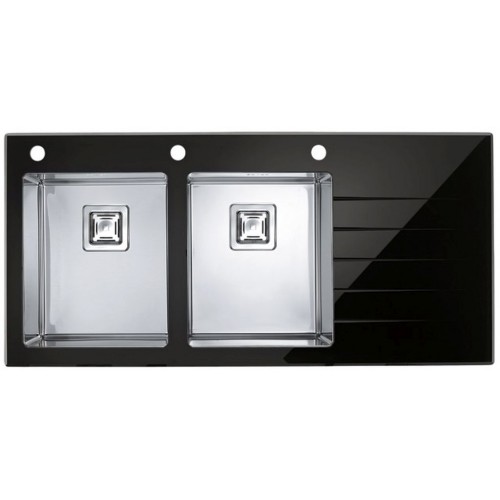 ALVEUS Crystalix 30 kuchyňský dřez, 1160 x 540 mm, levý, černá 1070319
