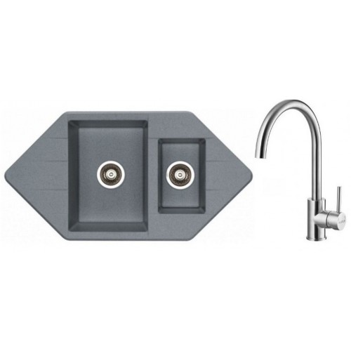 ALVEUS Set dřez Cubo 80 metalic espresso + baterie Elza kartáčovaná nerez ALVEUS Set dřez Cubo 80 metalic espresso + baterie Elza kartáčovaná nerez