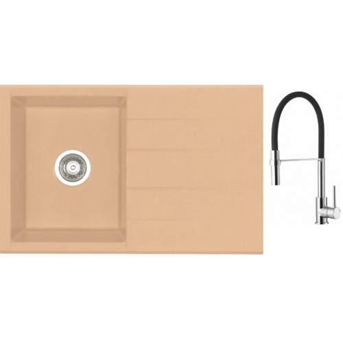 ALVEUS Set dřez Cubo 30 terra + baterie Ella chrom