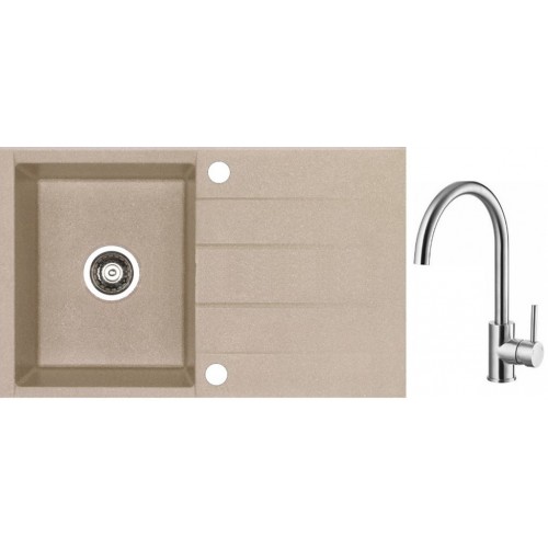 ALVEUS Set dřez Cubo 30 beige + baterie Elza kartáčovaná nerez ALVEUS Set dřez Cubo 30 beige + baterie Elza kartáčovaná nerez