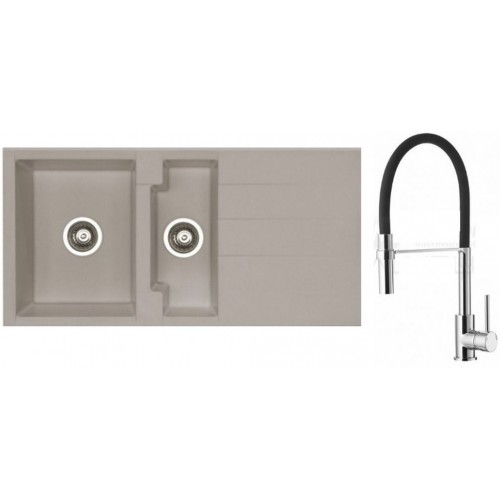 ALVEUS Set dřez Cubo 70 metalic cappuccino + baterie Ella chrom ALVEUS Set dřez Cubo 70 metalic cappuccino + baterie Ella chrom