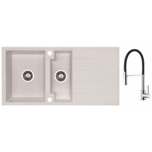 ALVEUS Set dřez Cubo 70 terra + baterie Ella chrom ALVEUS Set dřez Cubo 70 terra + baterie Ella chrom