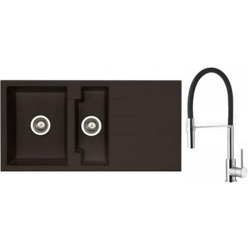 ALVEUS Set dřez Cubo 70 metalic espresso + baterie Ella chrom ALVEUS Set dřez Cubo 70 metalic espresso + baterie Ella chrom