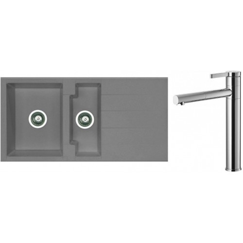 ALVEUS Set dřez Cubo 70 metalic anthrazit + baterie Zina chrom ALVEUS Set dřez Cubo 70 metalic anthrazit + baterie Zina chrom