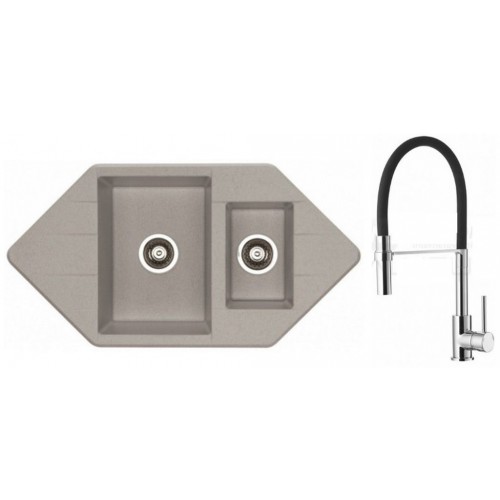 ALVEUS Set dřez Cubo 80 metalic cappuccino + baterie Ella chrom ALVEUS Set dřez Cubo 80 metalic cappuccino + baterie Ella chrom