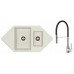 ALVEUS Set dřez Cubo 80 cream + baterie Ella chrom