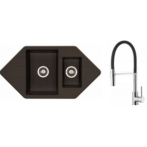 ALVEUS Set dřez Cubo 80 metalic espresso + baterie Ella chrom ALVEUS Set dřez Cubo 80 metalic espresso + baterie Ella chrom