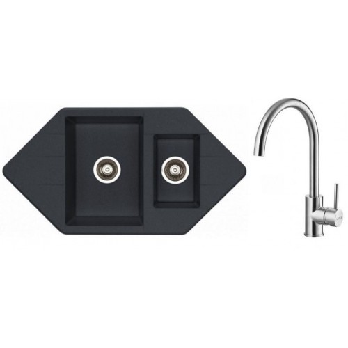 ALVEUS Set dřez Cubo 80 carbon + baterie Elza kartáčovaná nerez ALVEUS Set dřez Cubo 80 carbon + baterie Elza kartáčovaná nerez
