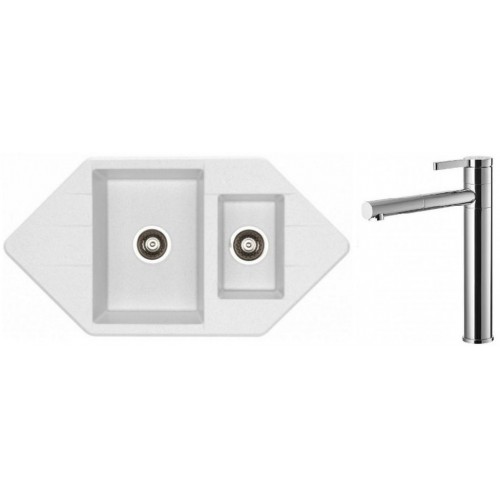 ALVEUS Set dřez Cubo 80 arctic + baterie Zina chrom