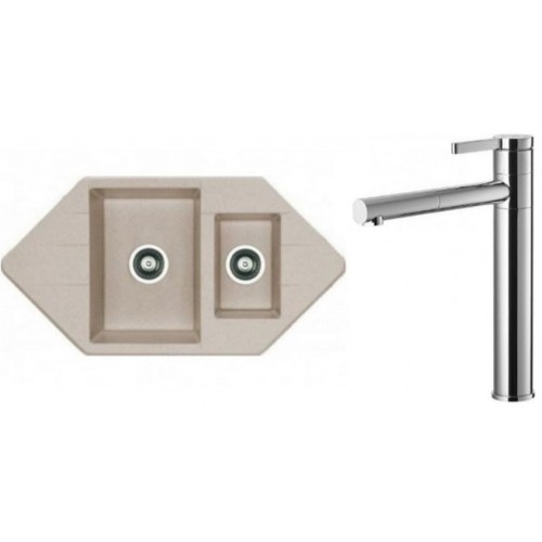 ALVEUS Set dřez Cubo 80 terra + baterie Zina chrom ALVEUS Set dřez Cubo 80 terra + baterie Zina chrom