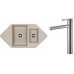 ALVEUS Set dřez Cubo 80 terra + baterie Zina chrom