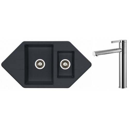 ALVEUS Set dřez Cubo 80 carbon + baterie Zina chrom ALVEUS Set dřez Cubo 80 carbon + baterie Zina chrom