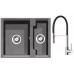 ALVEUS Set dřez Cubo 20 metalic anthrazit + baterie Ella chrom