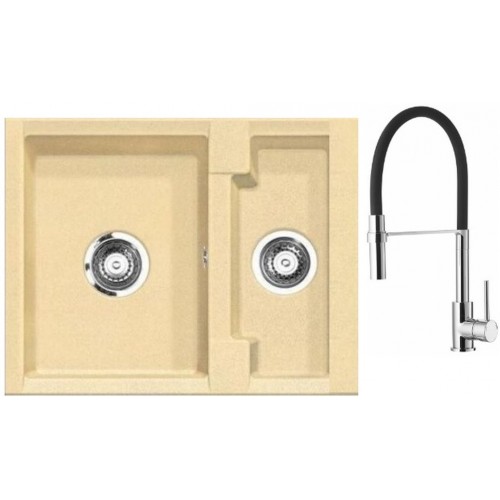 ALVEUS Set dřez Cubo 20 metalic cappuccino + baterie Ella chrom ALVEUS Set dřez Cubo 20 metalic cappuccino + baterie Ella chrom