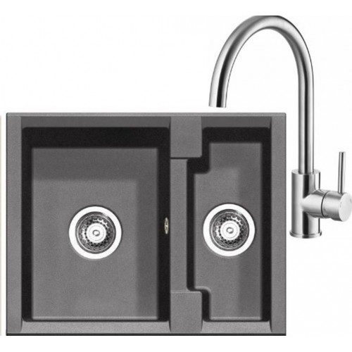 ALVEUS Set dřez Cubo 20 metalic anthrazit + baterie Elza kartáčovaná nerez ALVEUS Set dřez Cubo 20 metalic anthrazit + baterie Elza kartáčovaná nerez