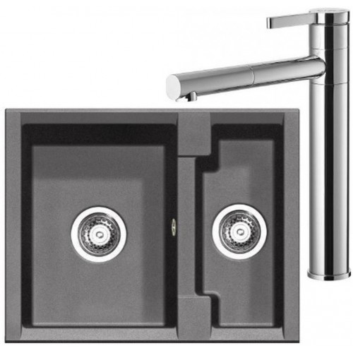 ALVEUS Set dřez Cubo 20 metalic anthrazit + baterie Zina chrom ALVEUS Set dřez Cubo 20 metalic anthrazit + baterie Zina chrom