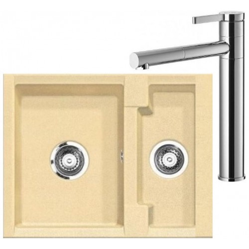 ALVEUS Set dřez Cubo 20 metalic cappuccino + baterie Zina chrom