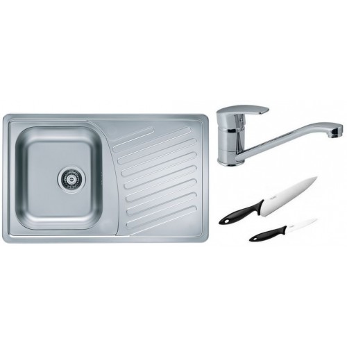 ALVEUS Set dřez Elegant 30 nerez + baterie Milena chrom + 2 nože Fiskars ZDARMA