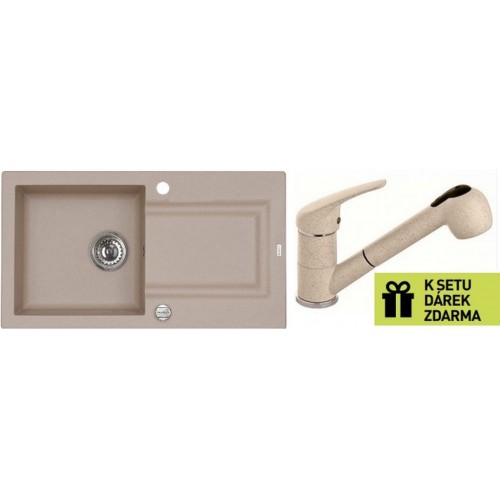 ALVEUS set dřez Falcon 30 beige + baterie AM 20 beige + dárek